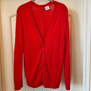 CAbi bright red cardigan size M with back zipper detail